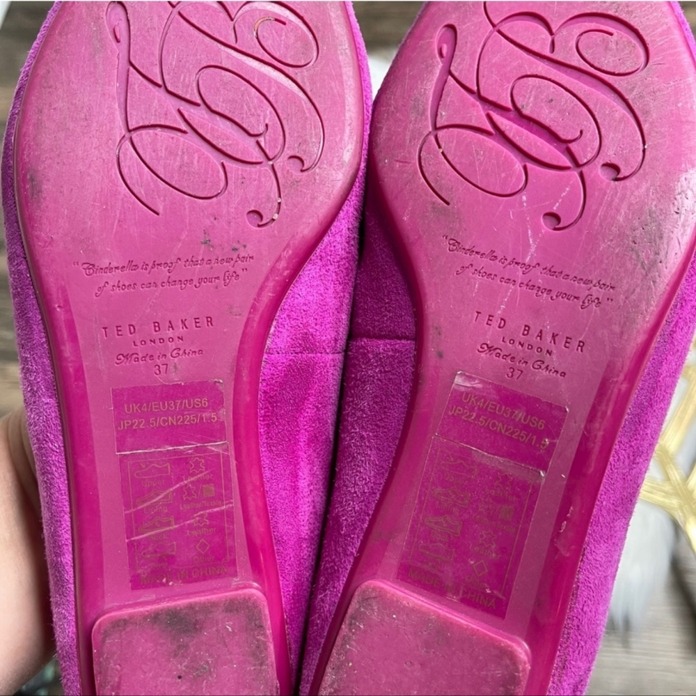 Ted Baker London Suede Flats Fuchsia Gold - image 2